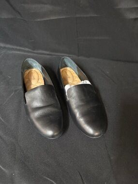 Birdies Black Women's Leather Slip-On Flats